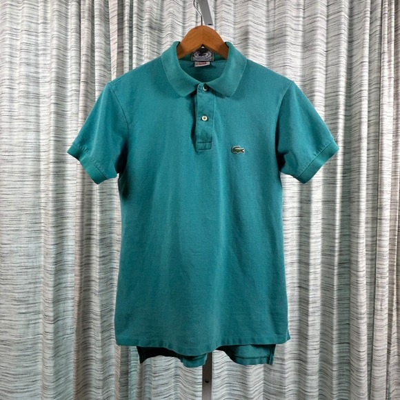 Vintage IZOD Lacoste Polo Shirt Mens Medium Green Short Sleeve‎ Crocodile Logo - Picture 5 of 7